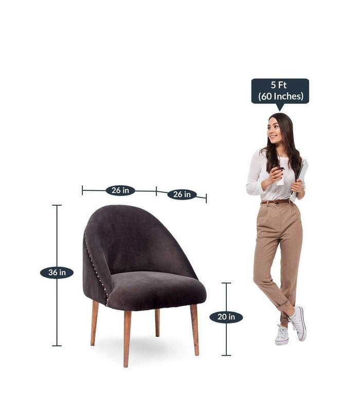 Sily Mango Wood Arm Chair In Velvet Black colour - Ouch Cart