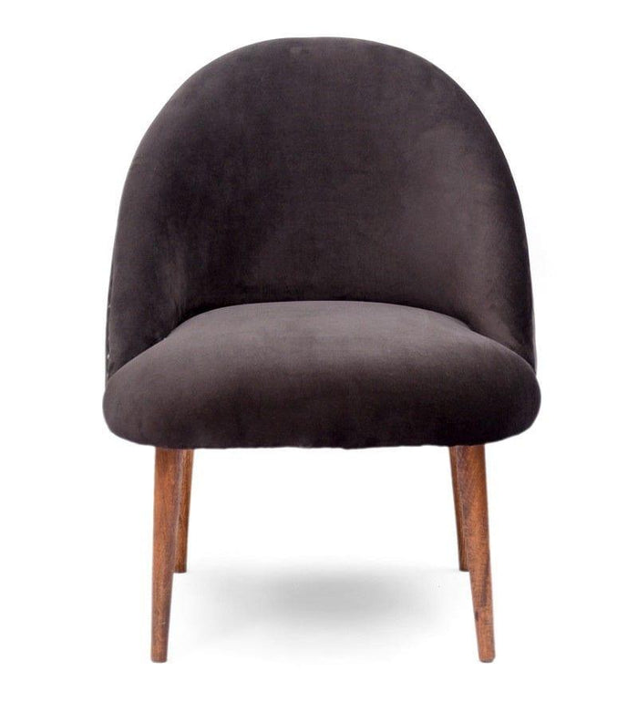 Sily Mango Wood Arm Chair In Velvet Black colour - Ouch Cart