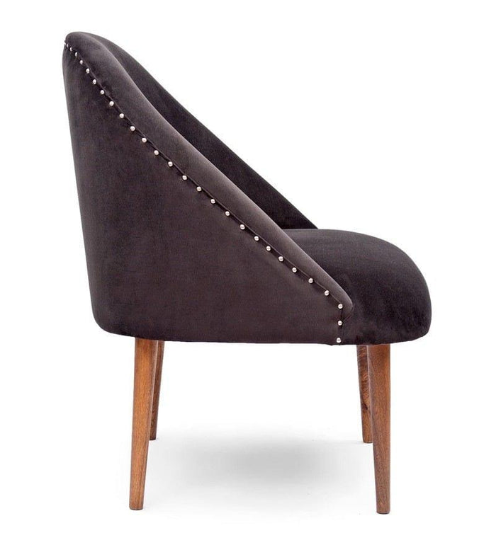 Sily Mango Wood Arm Chair In Velvet Black colour - Ouch Cart