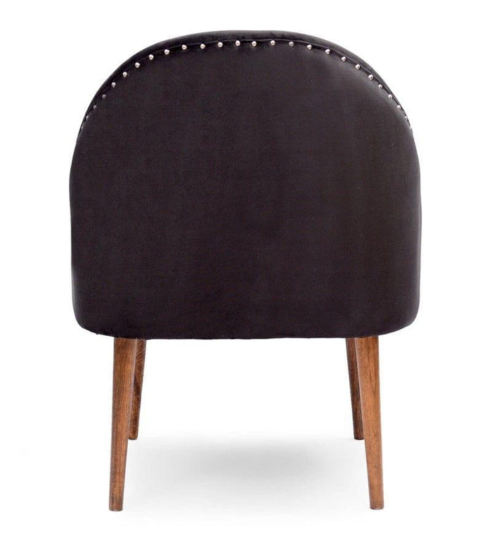 Sily Mango Wood Arm Chair In Velvet Black colour - Ouch Cart