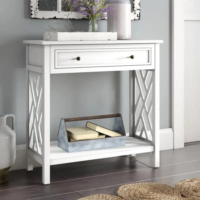 Single Shelf Rectangular shape Wooden Console Table with Drawer - Ouch Cart