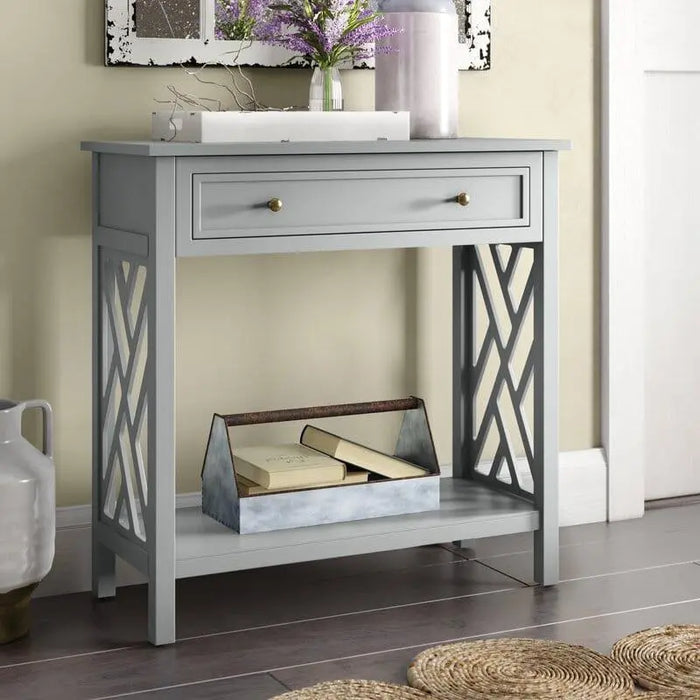 Single Shelf Rectangular shape Wooden Console Table with Drawer - Ouch Cart