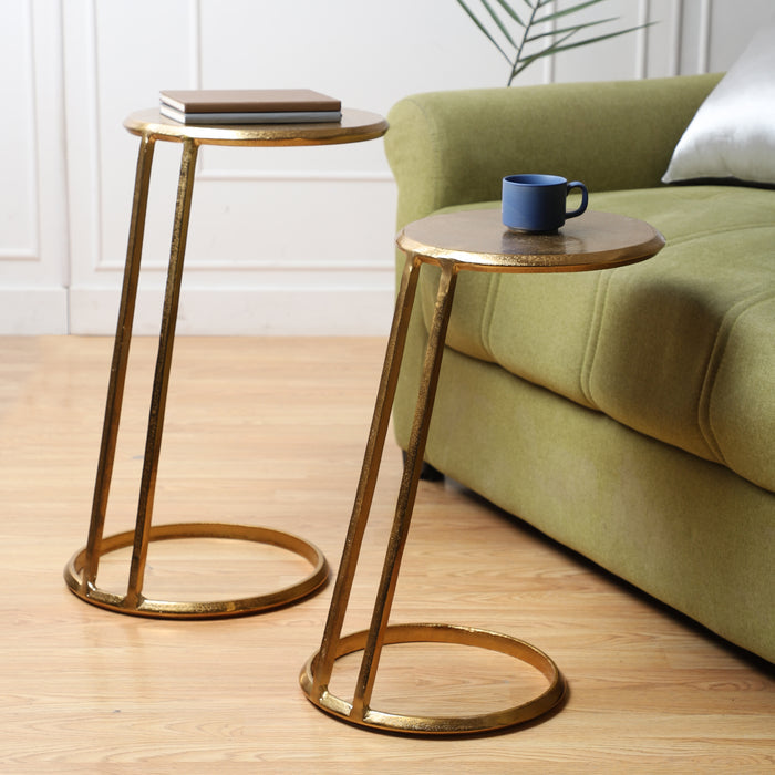 Slanted Nesting Tables by Décor de Maison in Raw Antique Gold Finish small size- OUCHCART