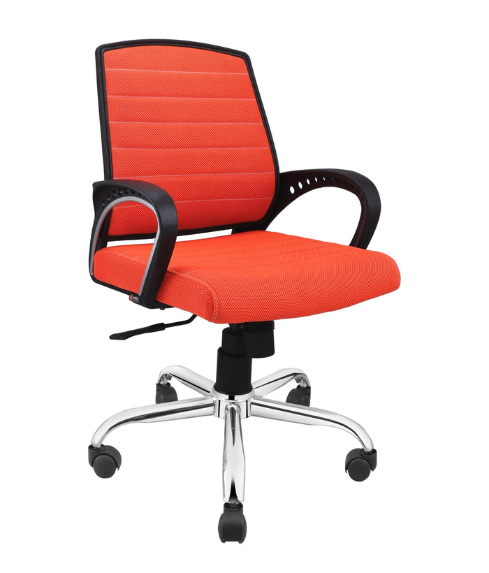 Smart Ergonomic Chair With Breathable Orange Mesh Fabric - Ouch Cart