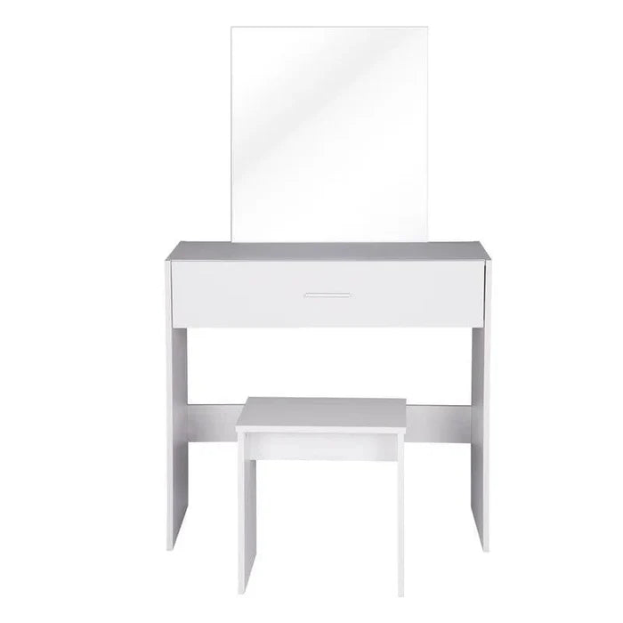 Soges Vanity Table Set with Mirror and Stool, Makeup Desk Dressing Table with Storage Drawer Make Up Table (White) - Ouch Cart
