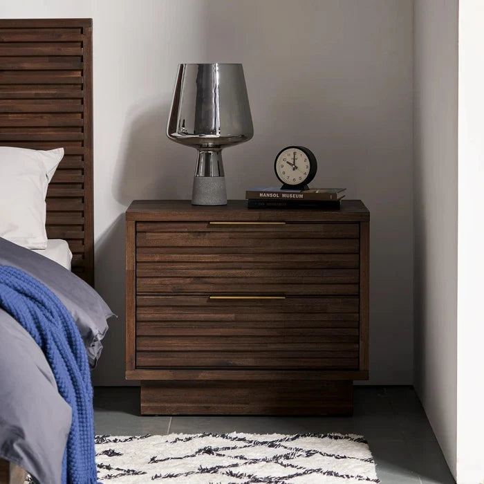 Solid Acacia and Engineered Emery Nightstand - Ouch Cart