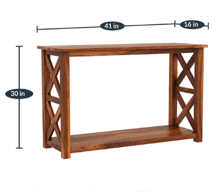 Solid Sheesham Wood Console Table for Living Room in Natural Finish - Ouch Cart