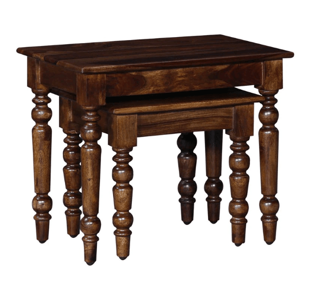 Solid Sheesham Wood nest table set of 2 - Ouch Cart