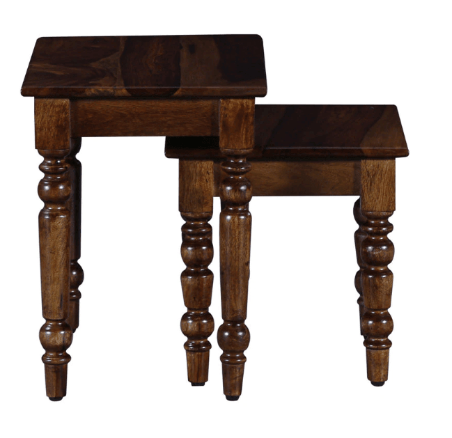 Solid Sheesham Wood nest table set of 2 - Ouch Cart