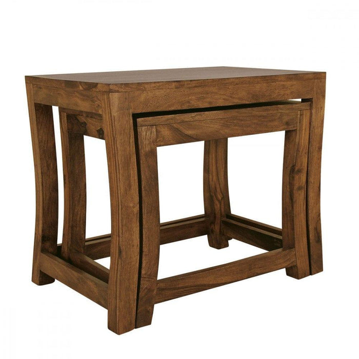 Solid Sheesham Wood Nested Tables In Honey Finish - Ouch Cart