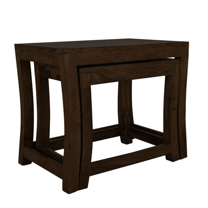 Solid Sheesham Wood Nested Tables In Walnut Finish - Ouch Cart