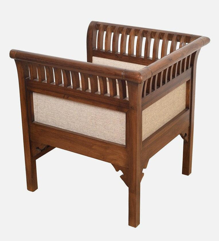 Solid Wood 1 Seater Sofa in Walnut Colour - Ouch Cart