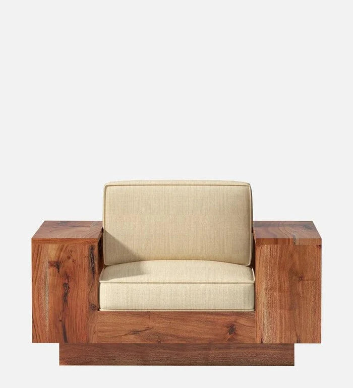 Solid Wood 1 Seater Sofa in Walnut Colour - Ouch Cart