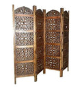 Solid Wood 3 Panel Room Wooden Partition (Brown) for Living Room - Ouch Cart