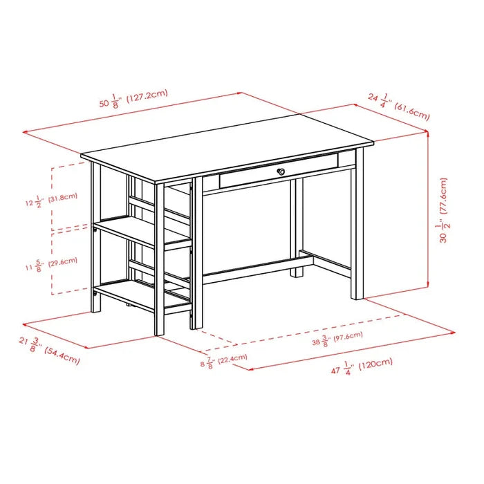 Solid Wood Base Writing Desk Ouch Cart