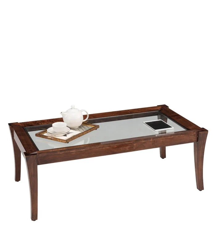 Solid Wood Coffee Table in Brown Finish - Ouch Cart