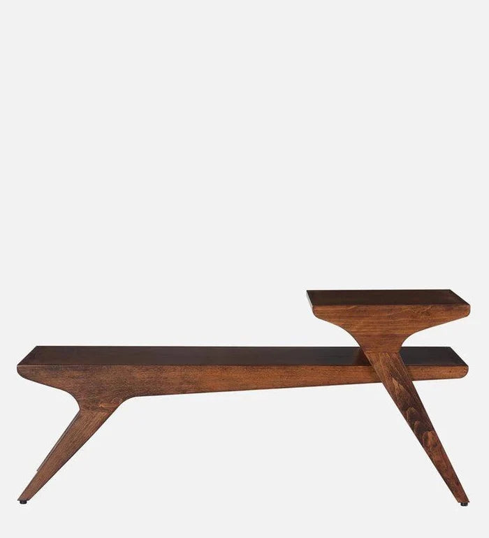 Solid Wood Coffee Table in Dark Oak Finish - Ouch Cart