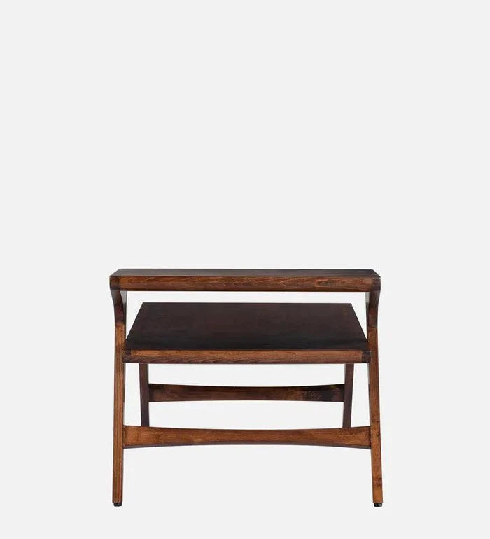 Solid Wood Coffee Table in Dark Oak Finish - Ouch Cart