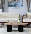 Solid Wood Coffee Table In Natural & Black Finish - Ouch Cart