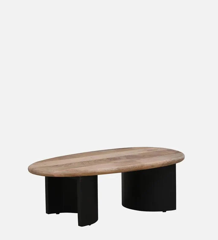 Solid Wood Coffee Table In Natural & Black Finish - Ouch Cart