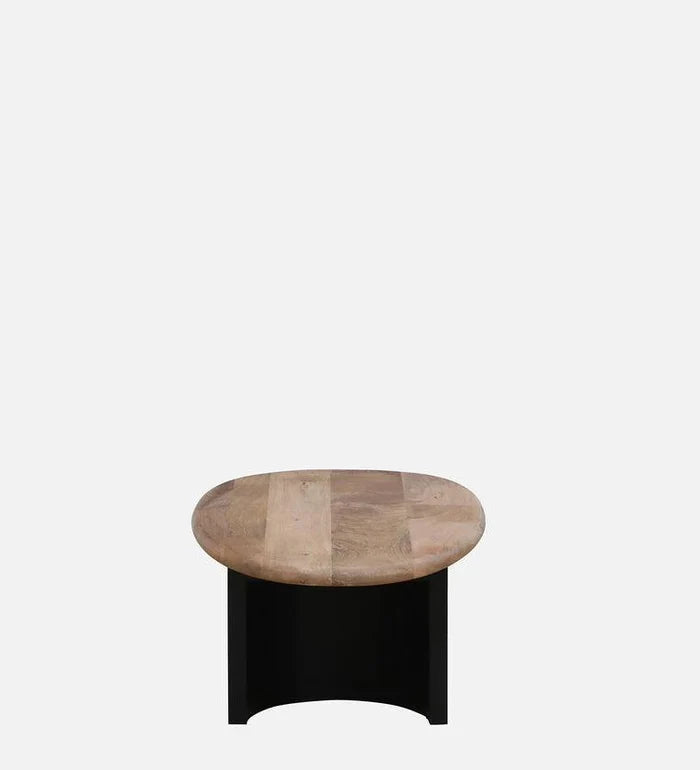 Solid Wood Coffee Table In Natural & Black Finish - Ouch Cart
