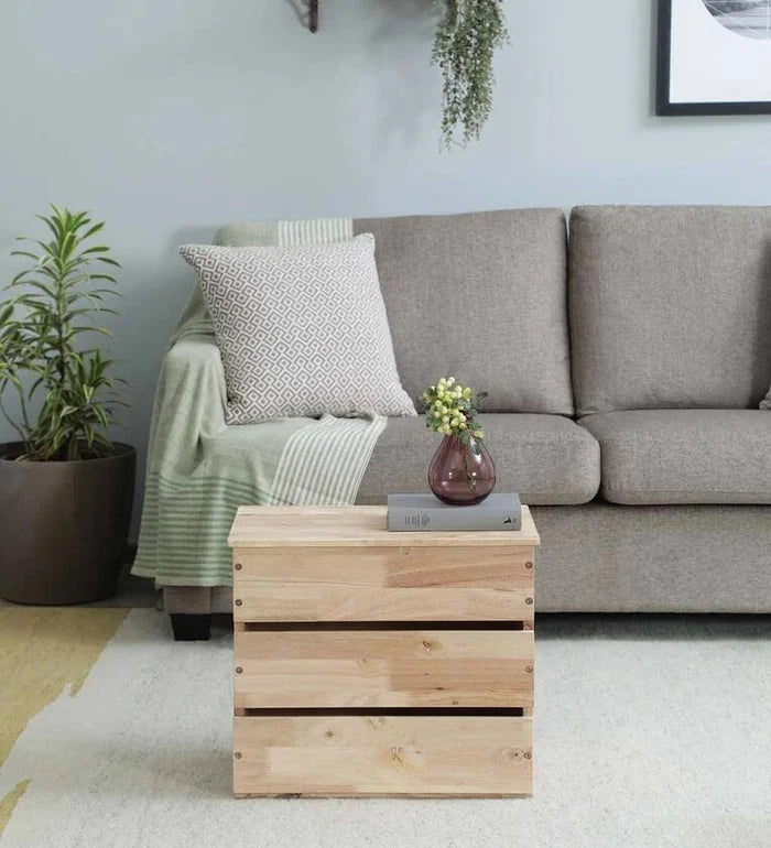 Solid Wood Coffee Table In Natural Finish - Ouch Cart