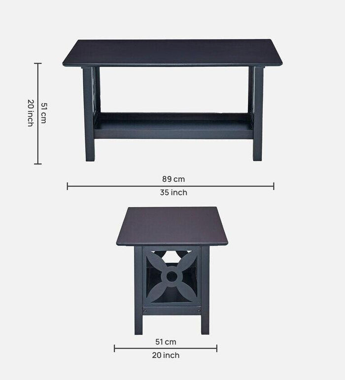Solid Wood Coffee Table in Walnut Finish With Drawers - Ouch Cart
