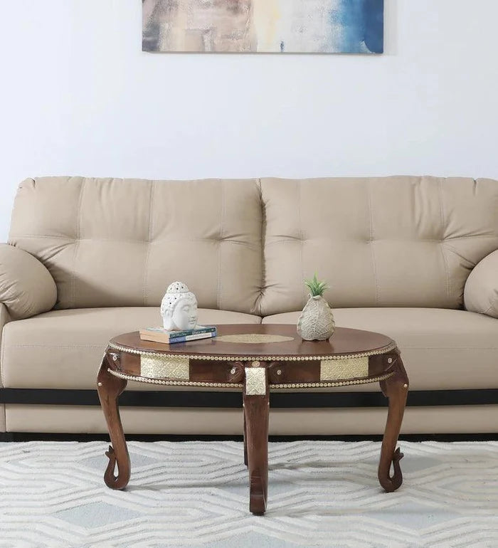 Solid Wood Coffee Table In Walnut Finish - Ouch Cart