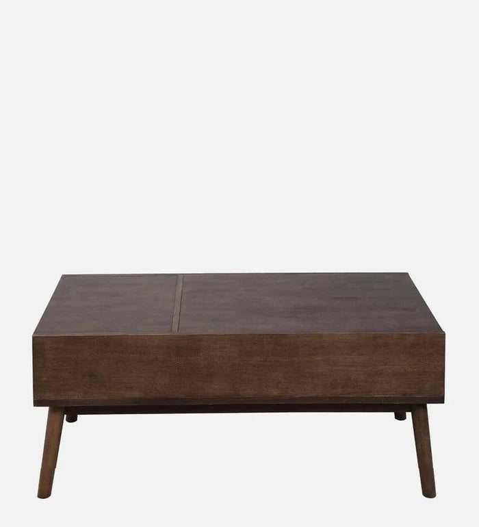 Solid Wood Coffee Table In Walnut Finish - Ouch Cart