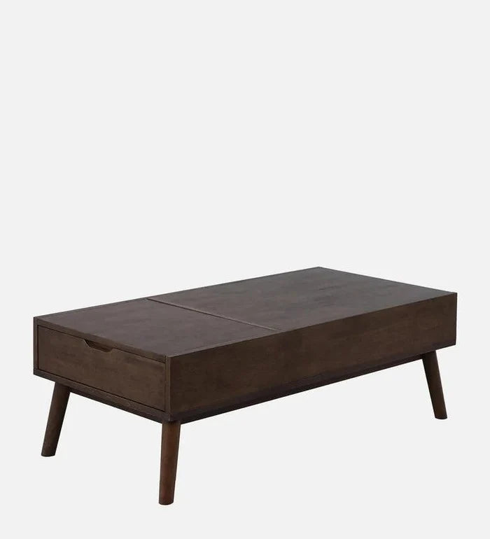 Solid Wood Coffee Table In Walnut Finish - Ouch Cart