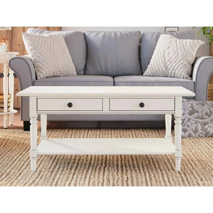 Solid Wood Coffee Table with Storage - Ouch Cart