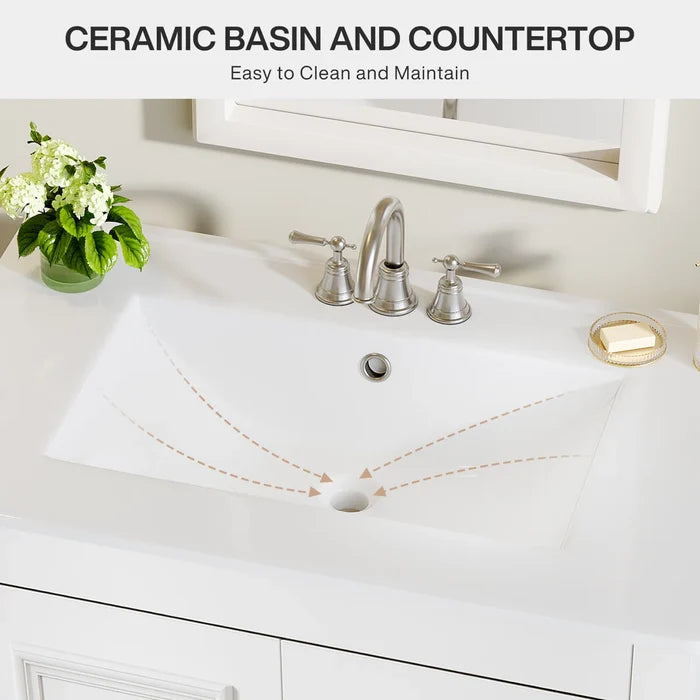 Solid Wood Freestanding Bathroom Vanity with Sink