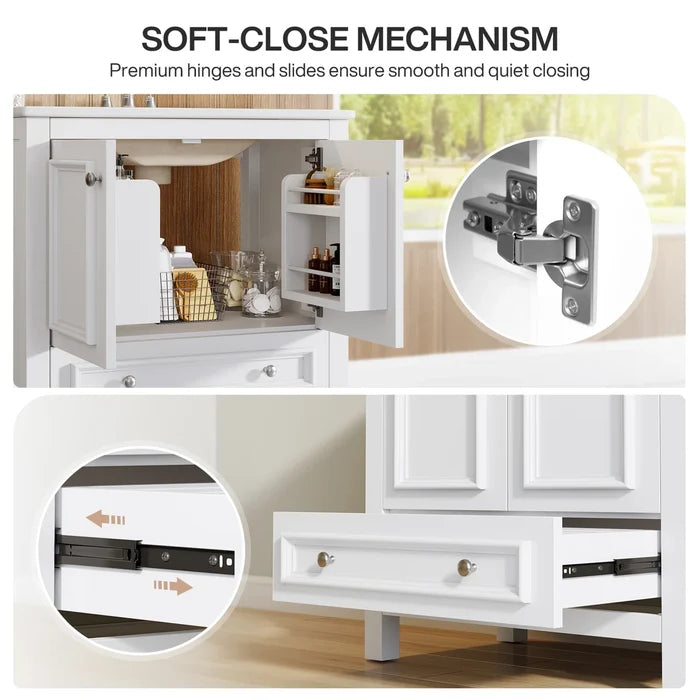Solid Wood Freestanding Bathroom Vanity with Sink