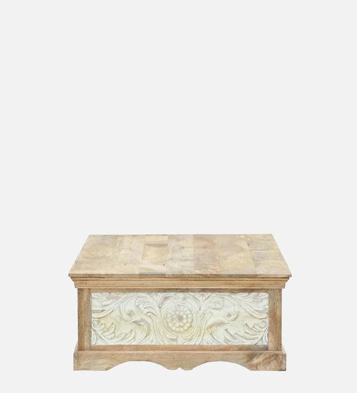 Solid Wood Rectangular Coffee Table In Scratch Resistant Natural Finish - Ouch Cart