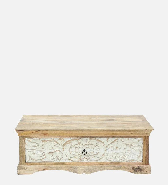 Solid Wood Rectangular Coffee Table In Scratch Resistant Natural Finish - Ouch Cart