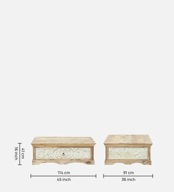 Solid Wood Rectangular Coffee Table In Scratch Resistant Natural Finish - Ouch Cart