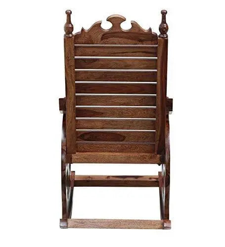 Solid Wood Rocking Chair in Rustic Teak Finish - Ouch Cart