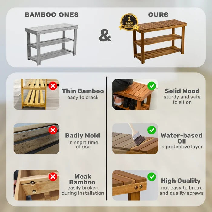 Solid Wood Shoe Rack