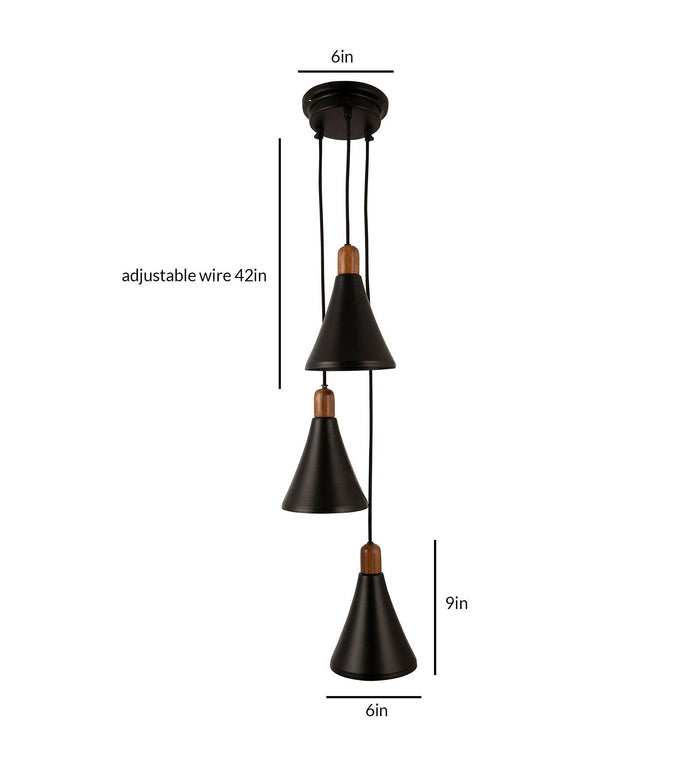 Sonnico Wood 3 Cluster Pendant Light - Ouch Cart