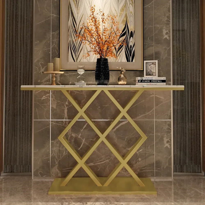Sophisticated Iron Console Table with Clean Lines and Polished Modern Finish N.R.HOMESDECOR