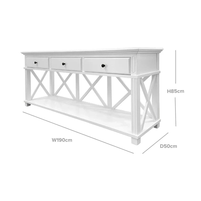 SORRENTO WHITE 3 DRAWER CONSOLE TABLE - Ouch Cart
