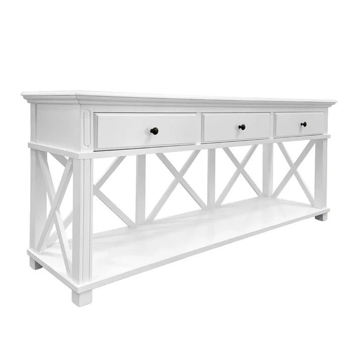 SORRENTO WHITE 3 DRAWER CONSOLE TABLE - Ouch Cart