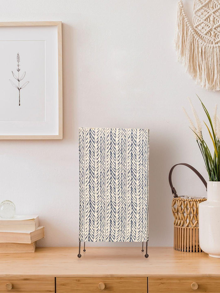 Square Four Leg Blue Dye Print Table Lamp - Ouch Cart
