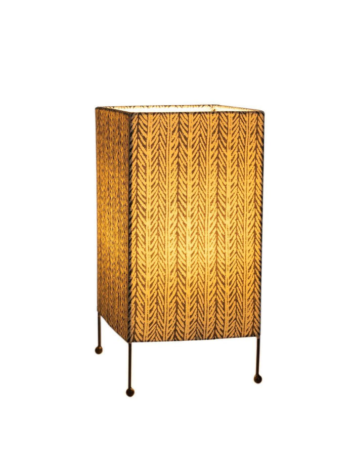 Square Four Leg Blue Dye Print Table Lamp - Ouch Cart