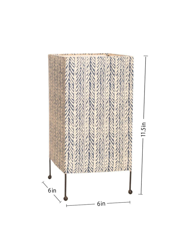 Square Four Leg Blue Dye Print Table Lamp - Ouch Cart