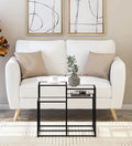 Square Metal Coffee Table In Black Colour With Glass Top - Ouch Cart