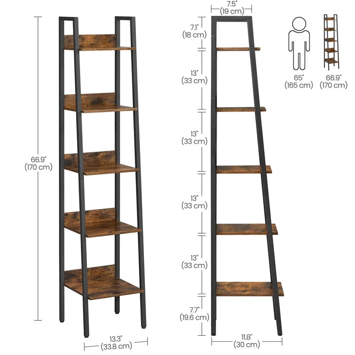 Steel Ladder Bookcase, Bookself for Home Office