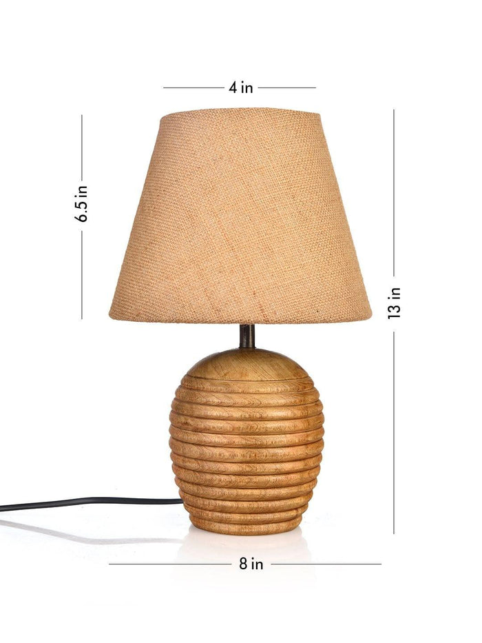 Striped Wooden Brown Lamp with Brown Jute Shade - Ouch Cart