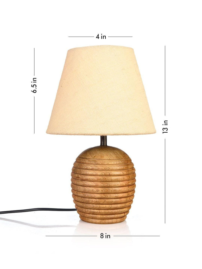 Striped Wooden Brown Lamp with White Jute Shade - Ouch Cart