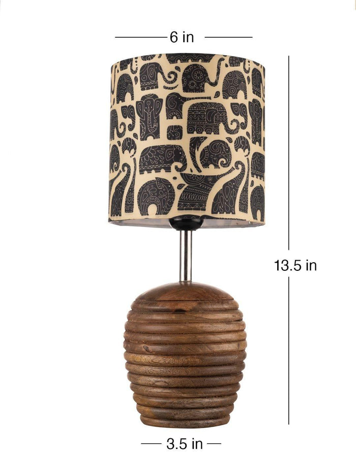 Stripped Brown Lamp with Black Elephant multicolor shade - Ouch Cart